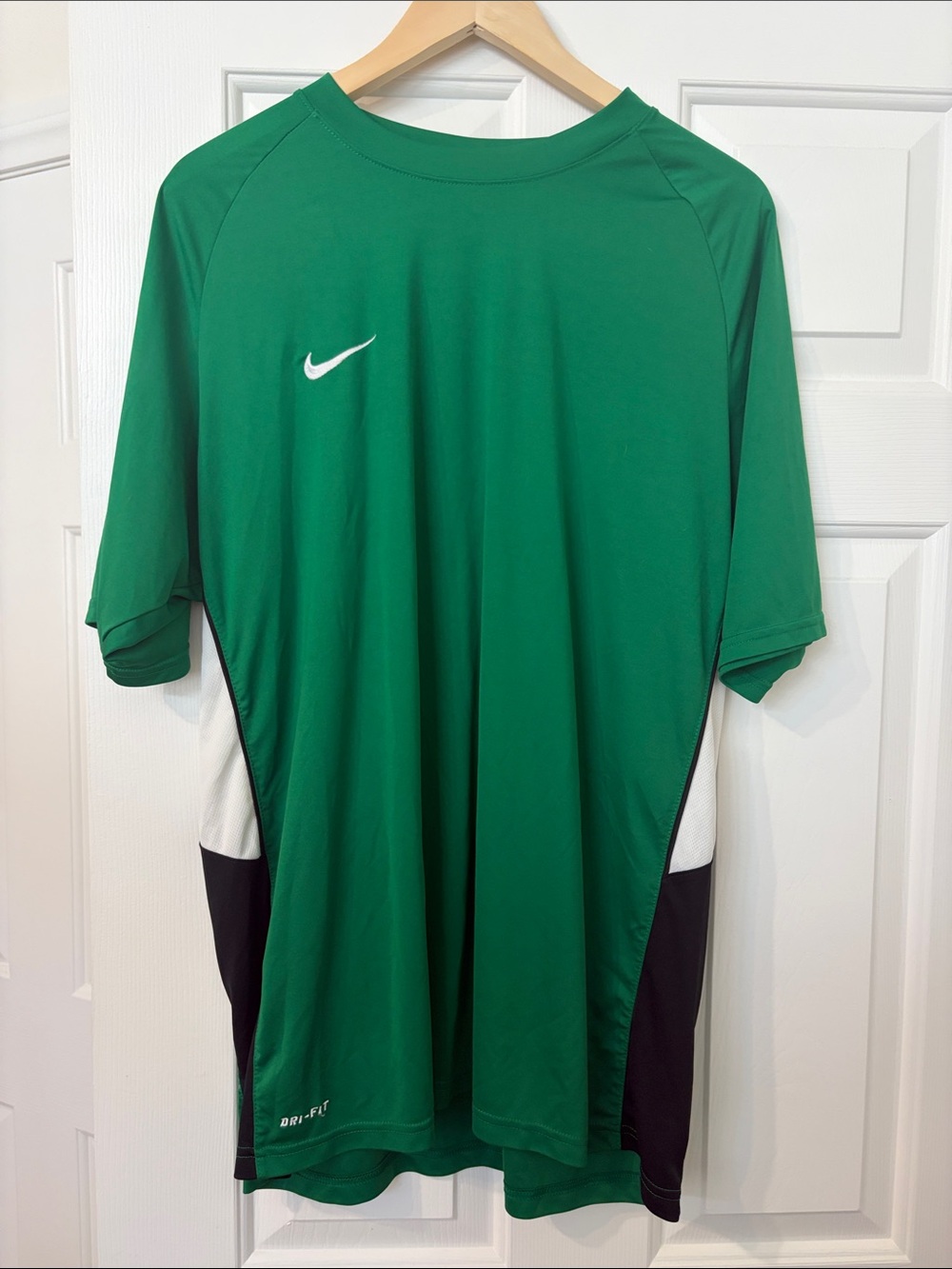 Nike Green Athletic Jersey with Black & White Side Panels